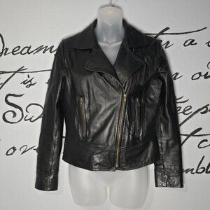 Siciliano Cueros Argentina Black Genuine Leather Moto Jacket Full Zip, M